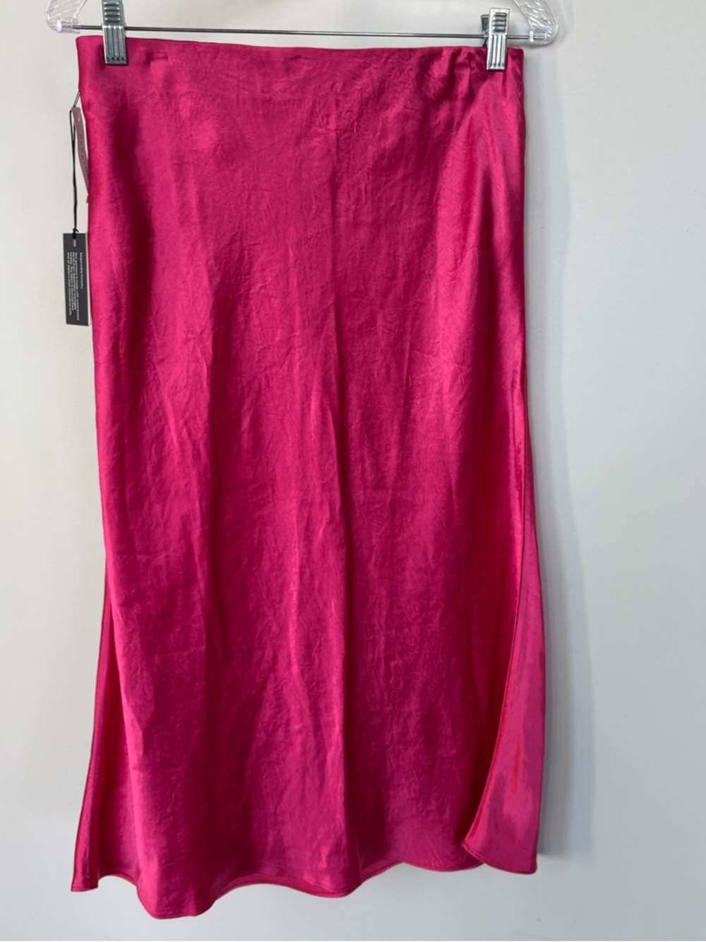 Babaton Magenta Satin Midi Skirt